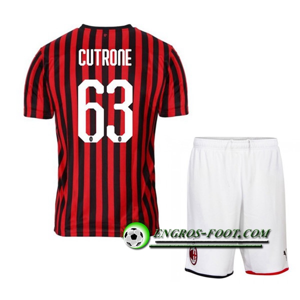 Engros-foot: Ensemble Maillot Foot Milan AC (CUTRONE 63) Enfant Domicile 2019 2020 Thailande