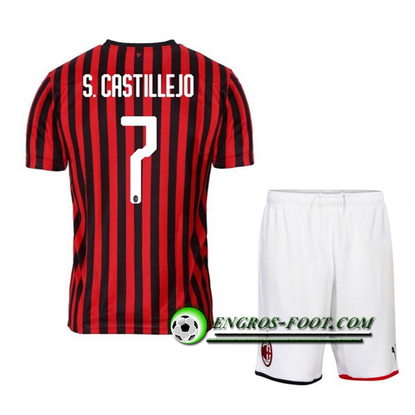 Engros-foot: Ensemble Maillot Foot Milan AC (S.CASTILLEJO 7) Enfant Domicile 2019 2020 Thailande