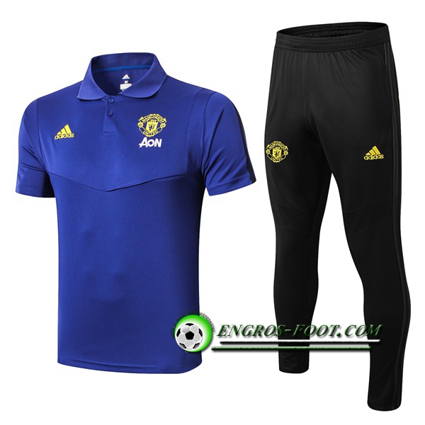 Engros-foot: Ensemble Polo Manchester United + Pantalon Bleu 2019 2020 Thailande