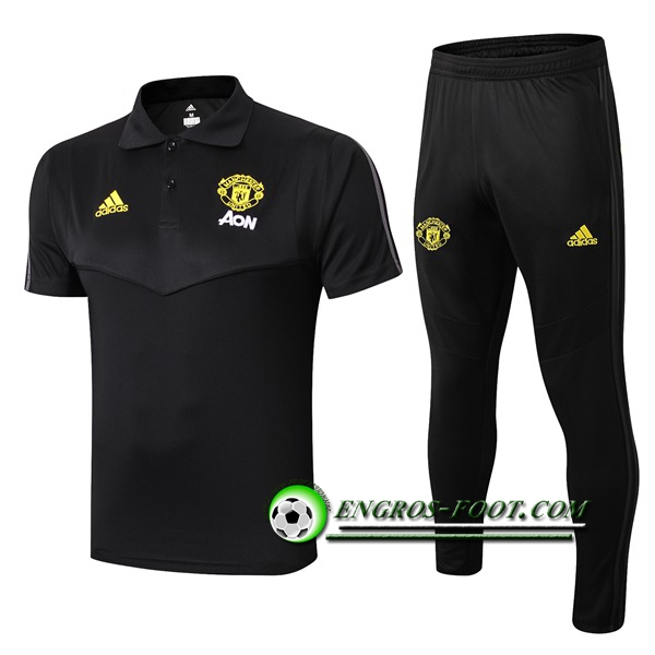 Engros-foot: Ensemble Polo Manchester United + Pantalon Noir 2019 2020 Thailande