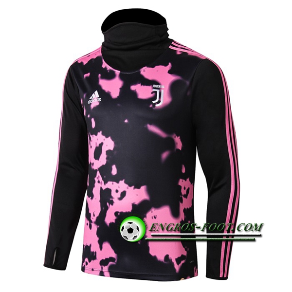 Engros-foot: Sweatshirt Training Juventus Rose/Noir Col Haut 2019 2020 Thailande