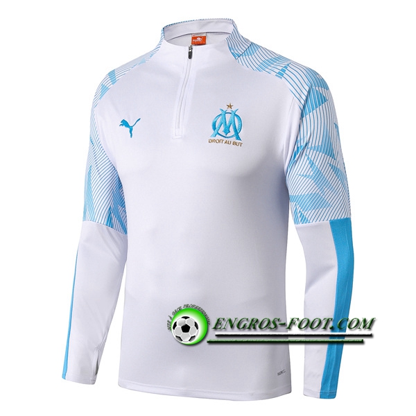 Engros-foot: Sweatshirt Training Marseille OM Blanc/Bleu 2019 2020 Thailande