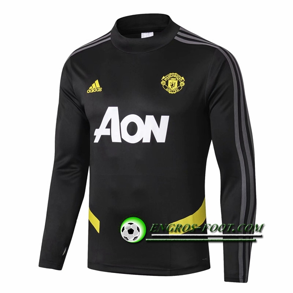 Engros-foot: Sweatshirt Training Manchester United Noir/Jaune 2019 2020 Thailande