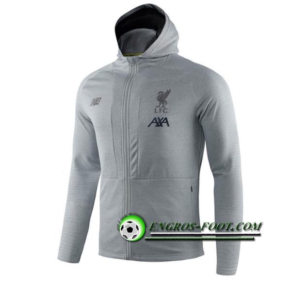 Engros-foot: Capuche Sweatshirt Training FC Liverpool Gris 2019 2020 Thailande