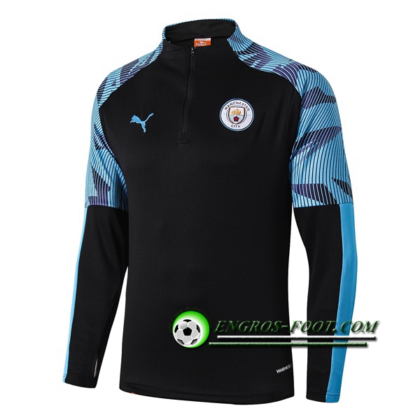 Engros-foot: Sweatshirt Training Manchester City Noir/Bleu 2019 2020 Thailande