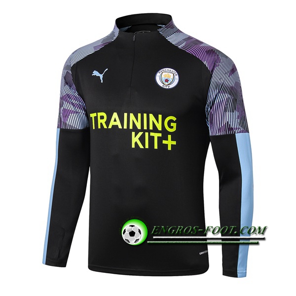 Engros-foot: Sweatshirt Training Manchester City Bleu/Noir 2019 2020 Thailande