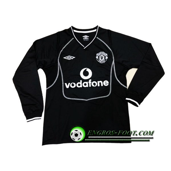 Engros-foot: Maillot Gardien de but Manchester United Noir Manches longues 2000/2001 Thailande