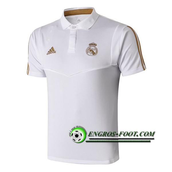 Engros-foot: Polo Real Madrid Blanc/Jaune 2019 2020 Thailande