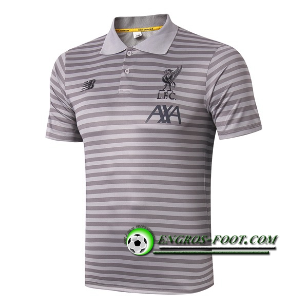 Engros-foot: Polo Foot FC Liverpool Gris Stripe 2019 2020 Thailande