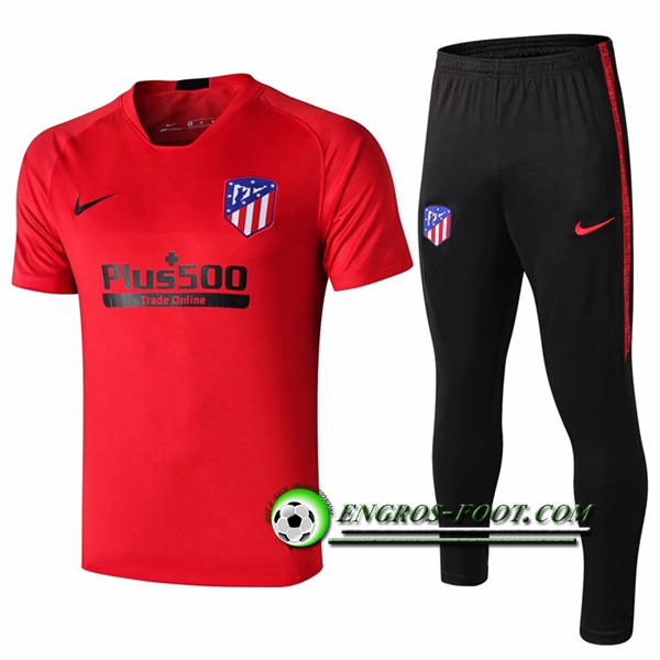 Engros-foot: Ensemble Training T-Shirts Atletico Madrid + Pantalon Rouge 2019 2020 Thailande