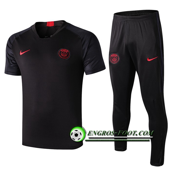 Engros-foot: Ensemble Training T-Shirts PSG + Pantalon Noir 2019 2020 Thailande