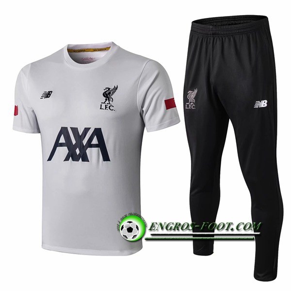 Engros-foot: Ensemble Training T-Shirts FC Liverpool AXA + Pantalon Blanc 2019 2020 Thailande