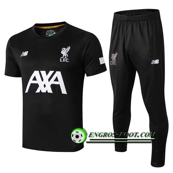 Engros-foot: Ensemble Training T-Shirts FC Liverpool AXA + Pantalon Noir 2019 2020 Thailande