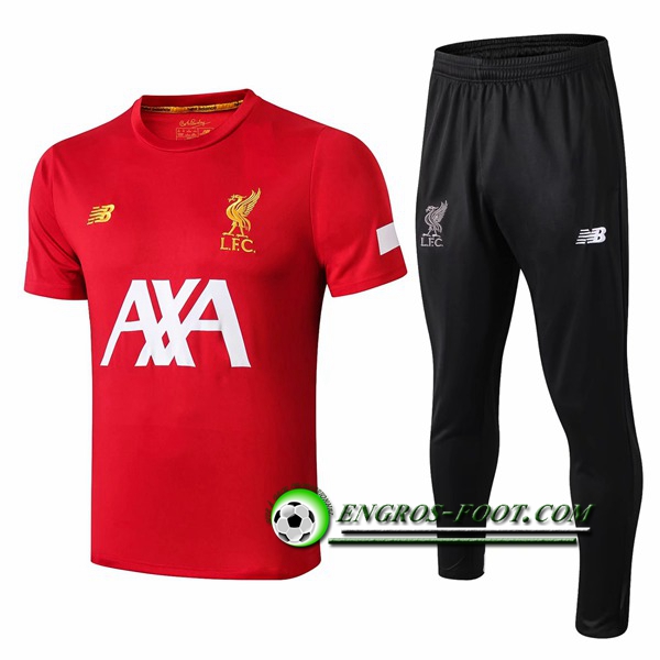 Engros-foot: Ensemble Training T-Shirts FC Liverpool AXA + Pantalon Rouge 2019 2020 Thailande