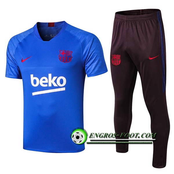 Engros-foot: Ensemble Training T-Shirts FC Barcelone + Pantalon Blue 2019 2020 Thailande