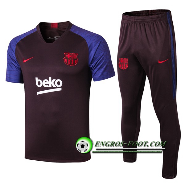 Engros-foot: Ensemble Training T-Shirts FC Barcelone + Pantalon Pourpre 2019 2020 Thailande