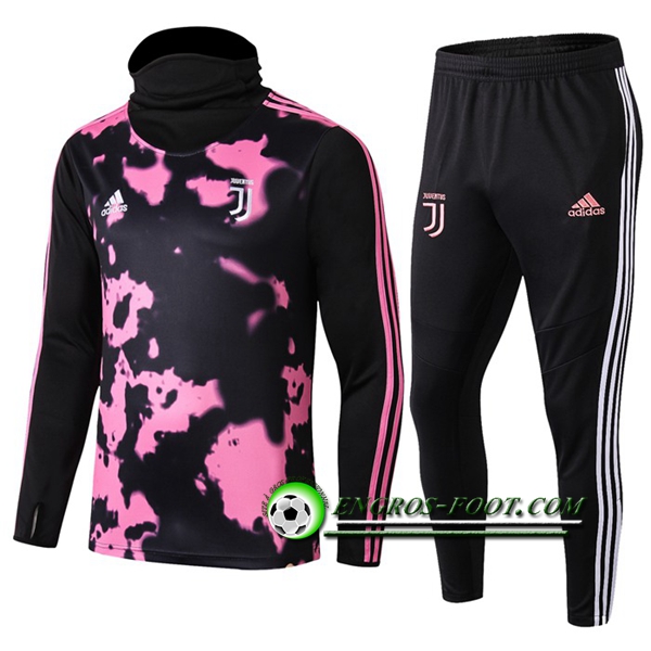 Engros-foot: Ensemble Survetement Foot Juventus Rose/Noir Col Haut 2019 2020 Thailande