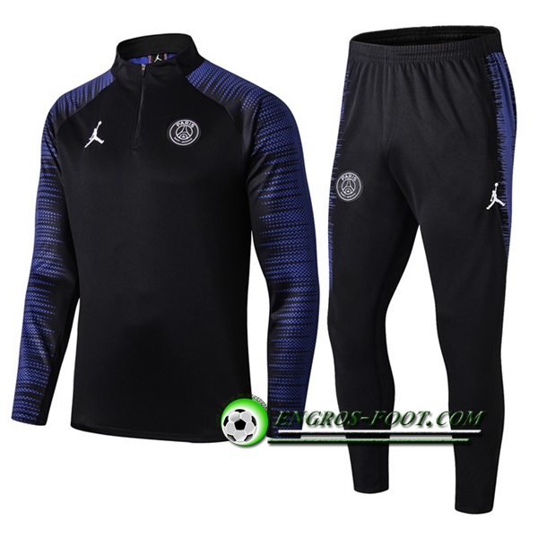 Engros-foot: Ensemble Survetement Foot PSG Jordan Noir/Bleu 2019 2020 Thailande