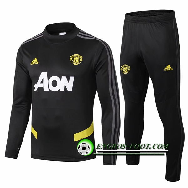 Engros-foot: Ensemble Survetement Foot Manchester United Noir/Jaune 2019 2020 Thailande