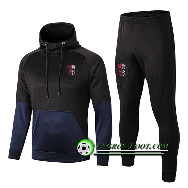 Engros-foot: Veste A Capuche Survetement Foot PSG Jordan Noir/Bleu 2019 2020 Thailande