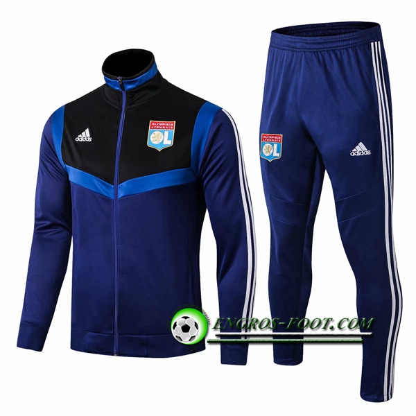 Engros-foot: Ensemble Survetement Foot - Veste Lyon OL Bleu/Noir 2019 2020 Thailande