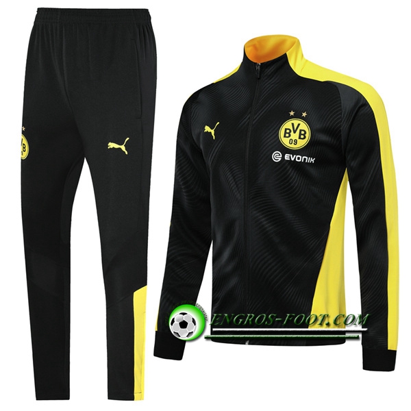 Engros-foot: Ensemble Survetement Foot - Veste Dortmund BVB Noir/Jaune 2019 2020 Thailande