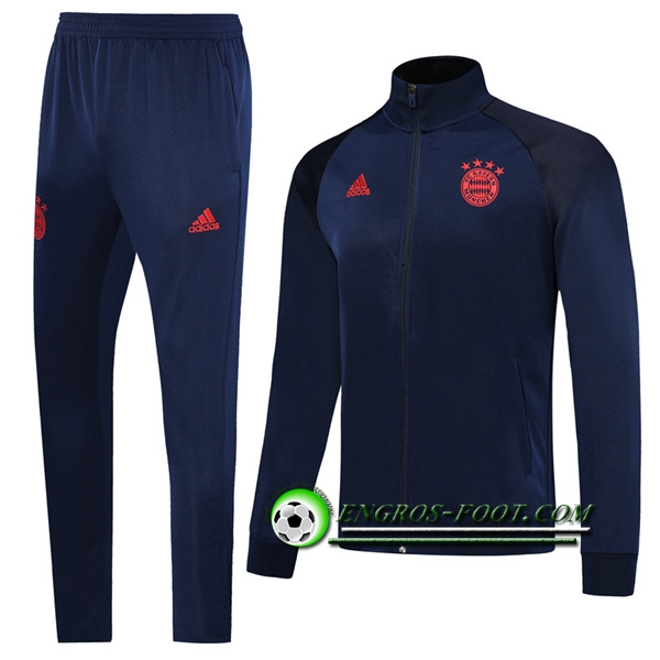 Engros-foot: Ensemble Survetement Foot - Veste Bayern Munich Bleu Fonce 2019 2020 Thailande