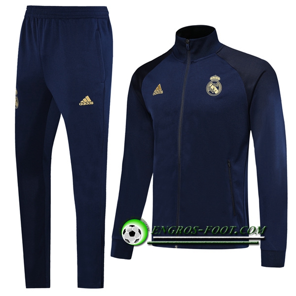 Engros-foot: Ensemble Survetement Foot - Veste Real Madrid Bleu Fonce 2019 2020 Thailande