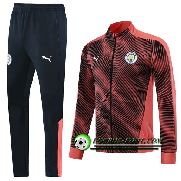 Engros-foot: Ensemble Survetement Foot - Veste Manchester City Noir/Rose 2019 2020 Thailande