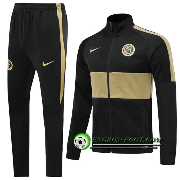 Engros-foot: Ensemble Survetement Foot - Veste Inter Milan Noir/Jaune 2019 2020 Thailande