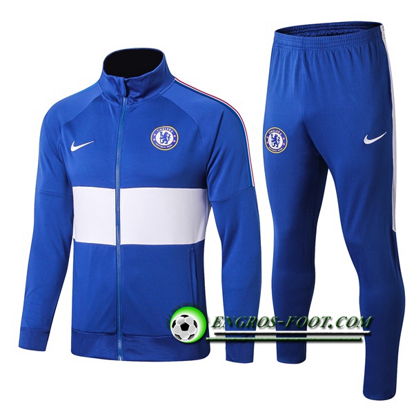 Engros-foot: Ensemble Survetement Foot - Veste FC Chelsea Bleu/Blanc 2019 2020 Thailande