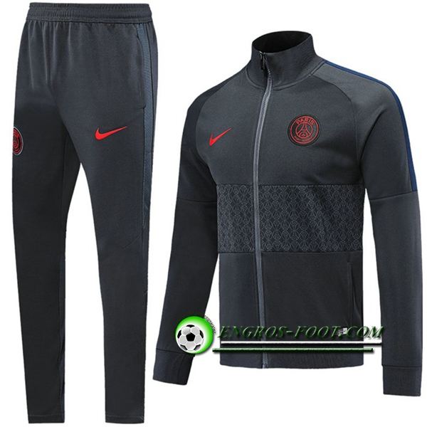 Engros-foot: Ensemble Survetement Foot - Veste PSG Gris Fonce 2019 2020 Thailande