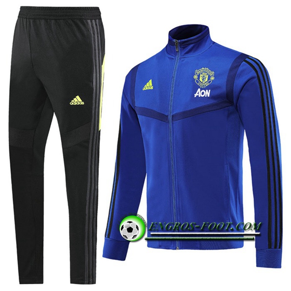 Engros-foot: Ensemble Survetement Foot - Veste Manchester United Bleu 2019 2020 Thailande