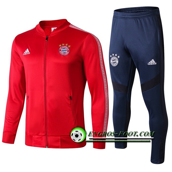 Engros-foot: Ensemble Survetement Foot - Veste Bayern Munich Rouge/Blanc 2019 2020 Thailande