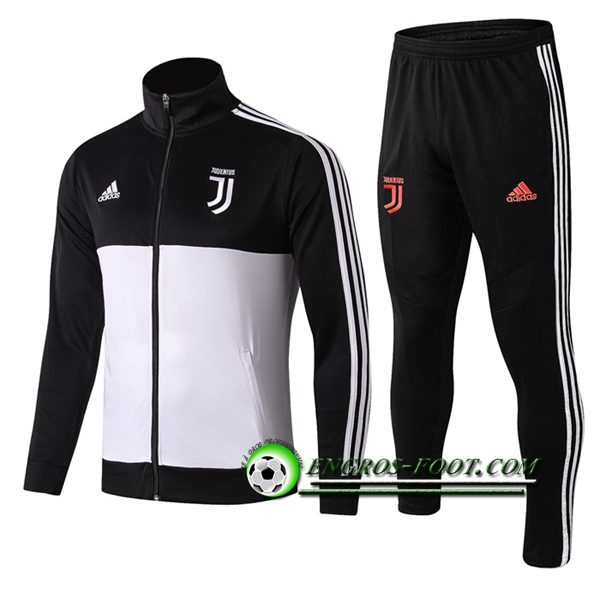 Engros-foot: Ensemble Survetement Foot - Veste Juventus Blanc/Noir Col haut 2019 2020 Thailande