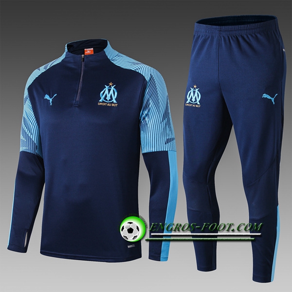 Engros-foot: Ensemble Survetement Foot Marseille OM Enfant Bleu Fonce 2019 2020 Thailande