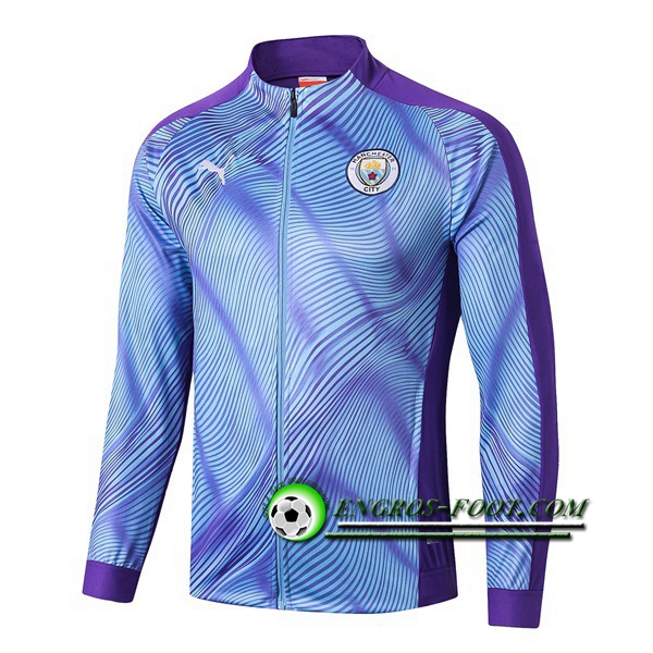 Engros-foot: Nouveaux Veste Foot Manchester City Bleu/Pourpre 2019 2020 Thailande