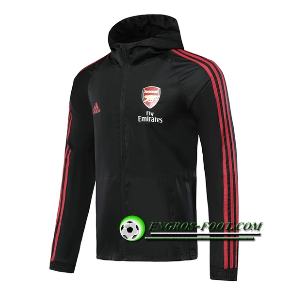 Engros-foot: Nouveaux Veste Coupe Vent Arsenal Noir 2019 2020 Thailande