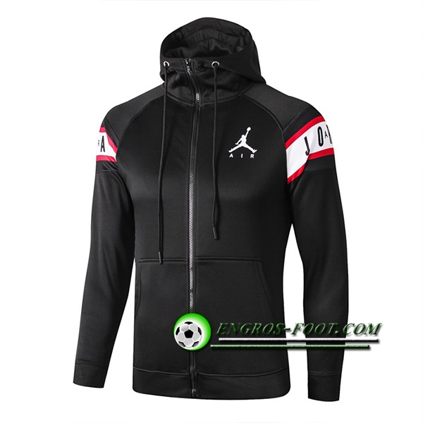 Engros-foot: Veste A Capuche PSG Jordan Noir/Blanc 2019 2020 Thailande