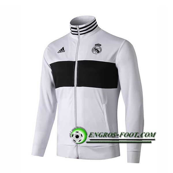 Engros-foot: Nouveaux Veste Foot Real Madrid Blanc/Noir 2019 2020 Thailande