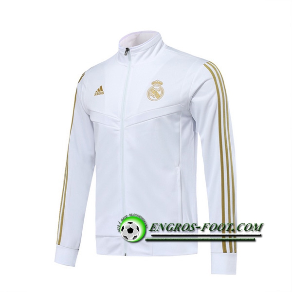 Engros-foot: Nouveaux Veste Foot Real Madrid Blanc/Jaune 2019 2020 Thailande