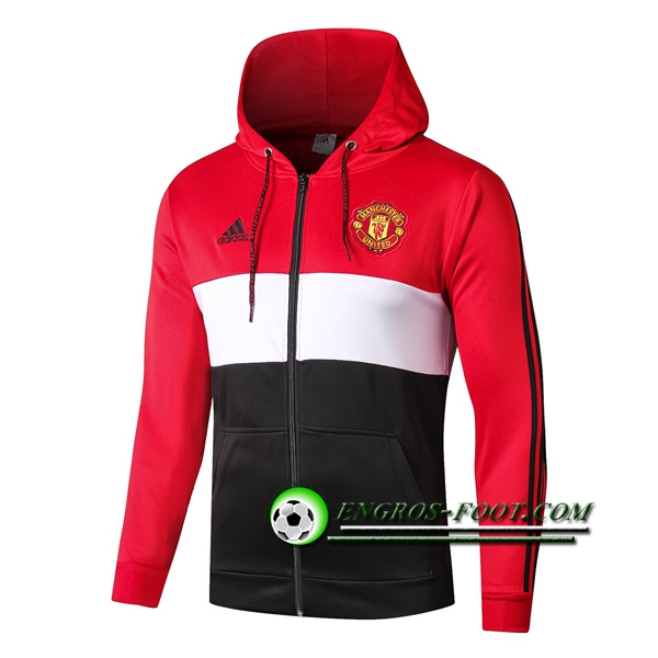 Engros-foot: Veste A Capuche Manchester United Rouge/Noir 2019 2020 Thailande