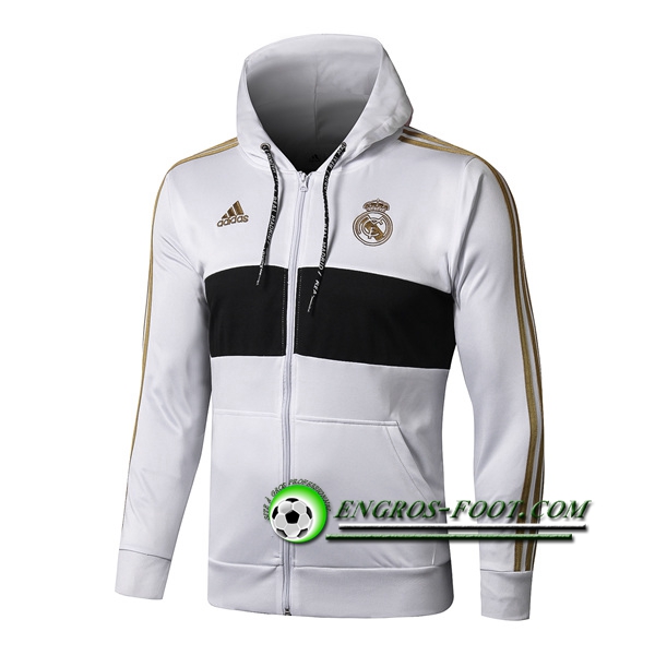 Engros-foot: Veste A Capuche Real Madrid Blanc 2019 2020 Thailande