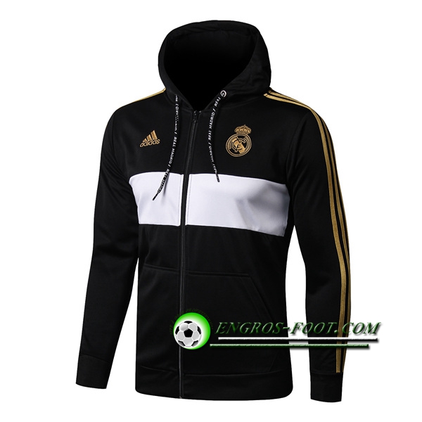 Engros-foot: Veste A Capuche Real Madrid Noir 2019 2020 Thailande