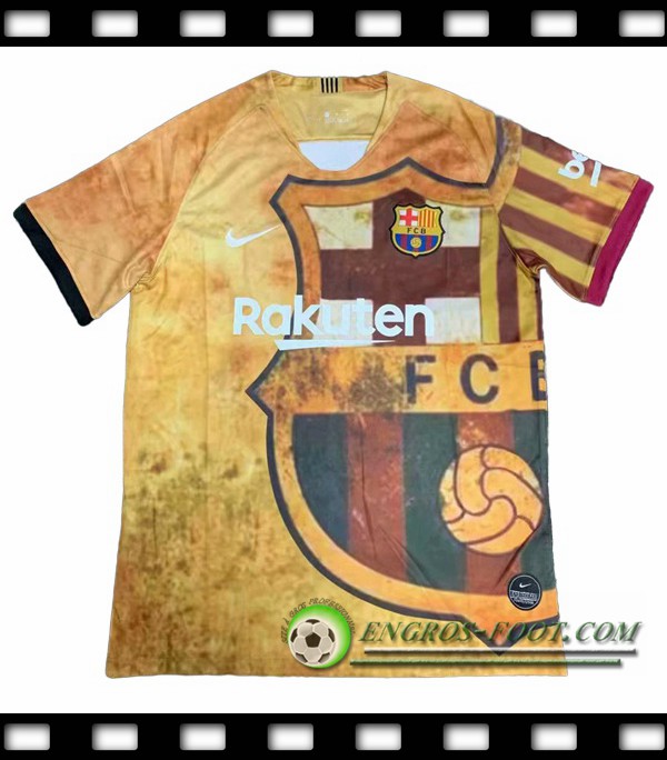 Engros-foot: Maillot Foot FC Barcelone Version Classique Jaune 2019 2020 Thailande