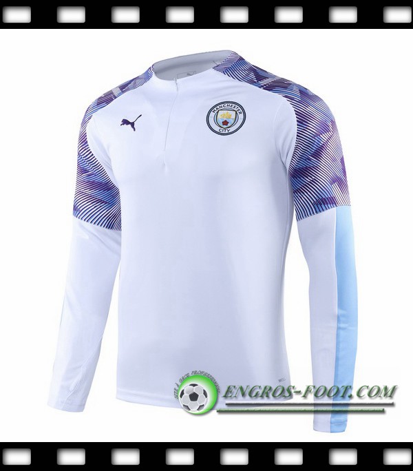 Engros-foot: Sweatshirt Training Manchester City Blanc Pourpre 2019/2020 Thailande