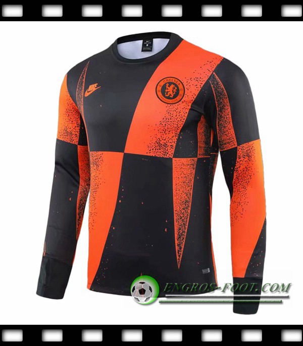 Engros-foot: Sweatshirt Training FC Chelsea Orange Noir 2019/2020 Thailande