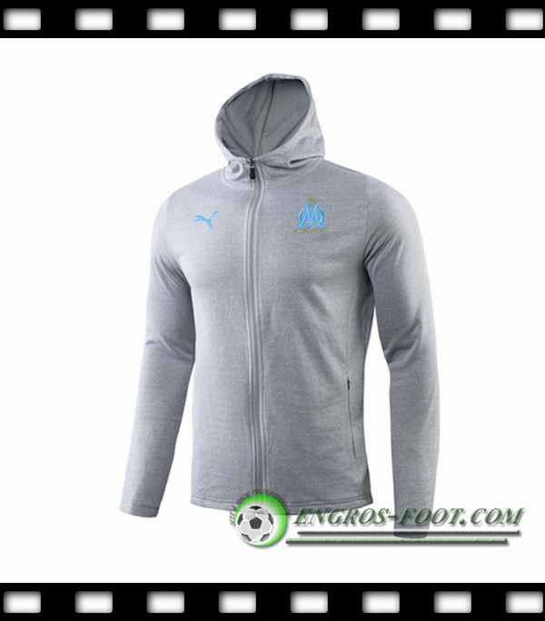 Engros-foot: Sweatshirt Training Capuche Marseille OM Gris 2019/2020 Thailande