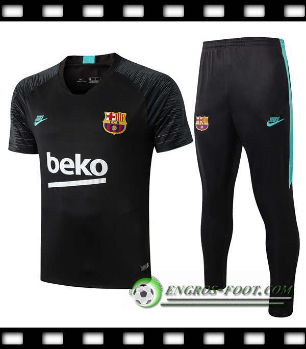 Ensemble Training T-Shirts FC Barcelone + Pantalon Noir Vert 2019/2020