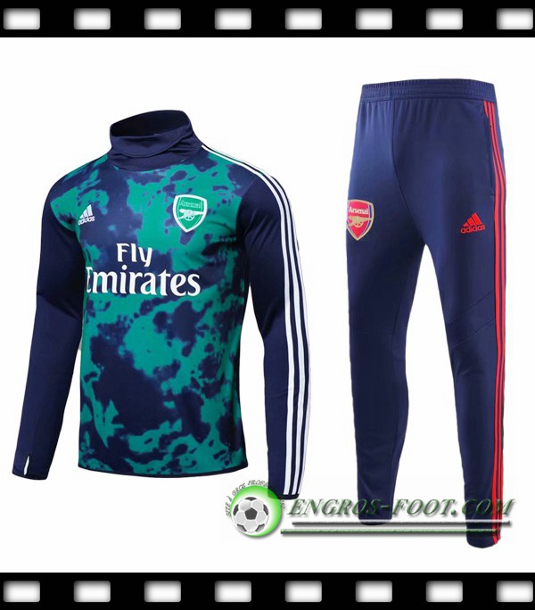 Ensemble Survetement de Foot Arsenal Vert Fonce Col haut 2019/2020